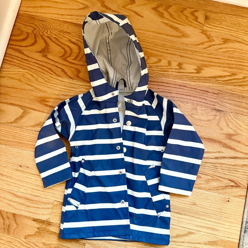 Primary Blue and White Nautical Raincoat